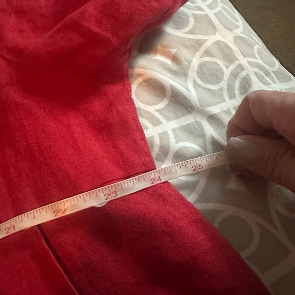 Bryn Walker tunic top red 100% linen lagenlook dress knee length size M - Picture 12 of 15